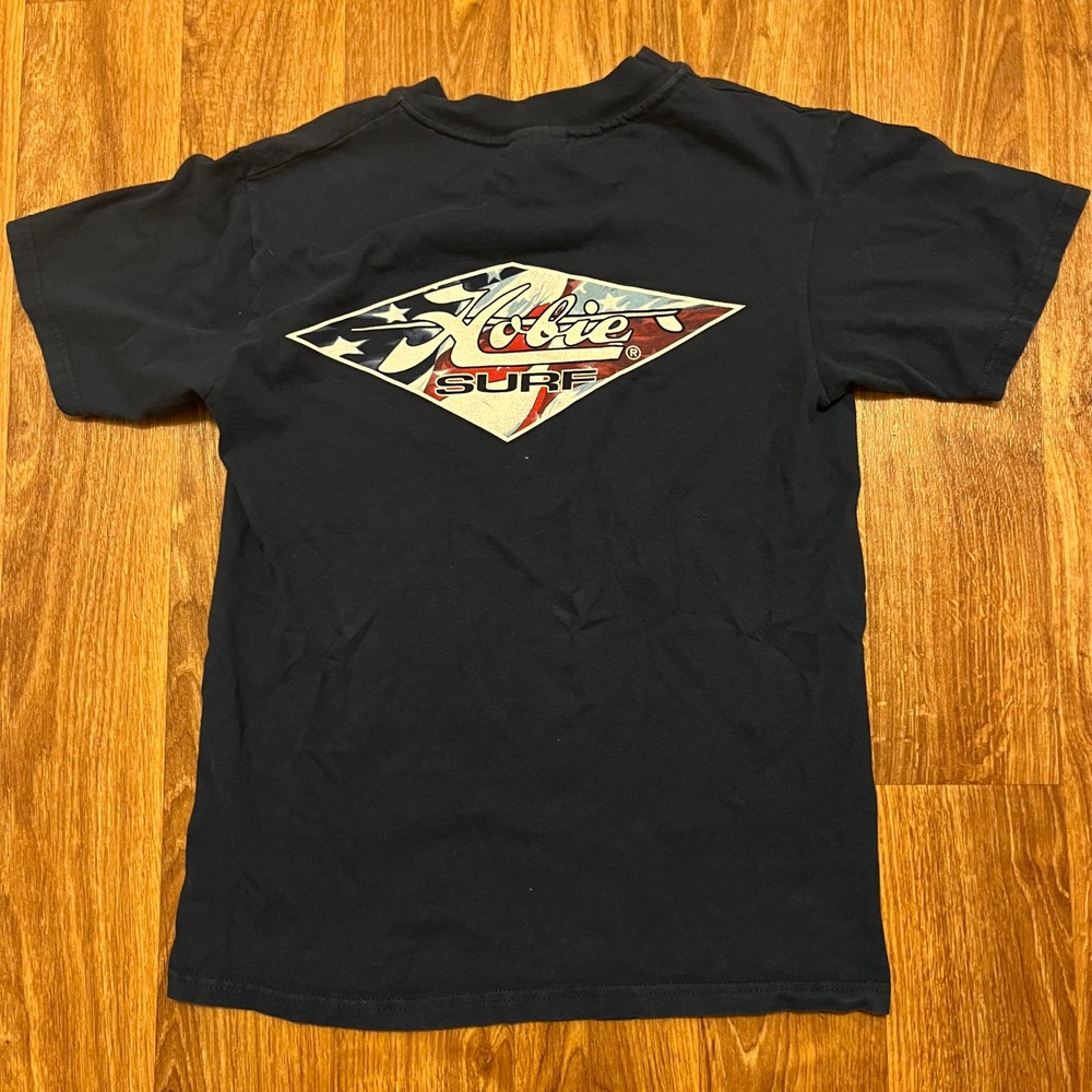 Hobie Surf Shirt Men Small Blue Graphic Tee‎ Short Sleeve Hanes Beefy Cotton